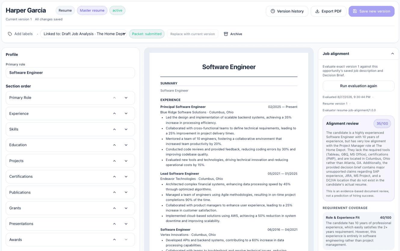Resume Editor screenshot