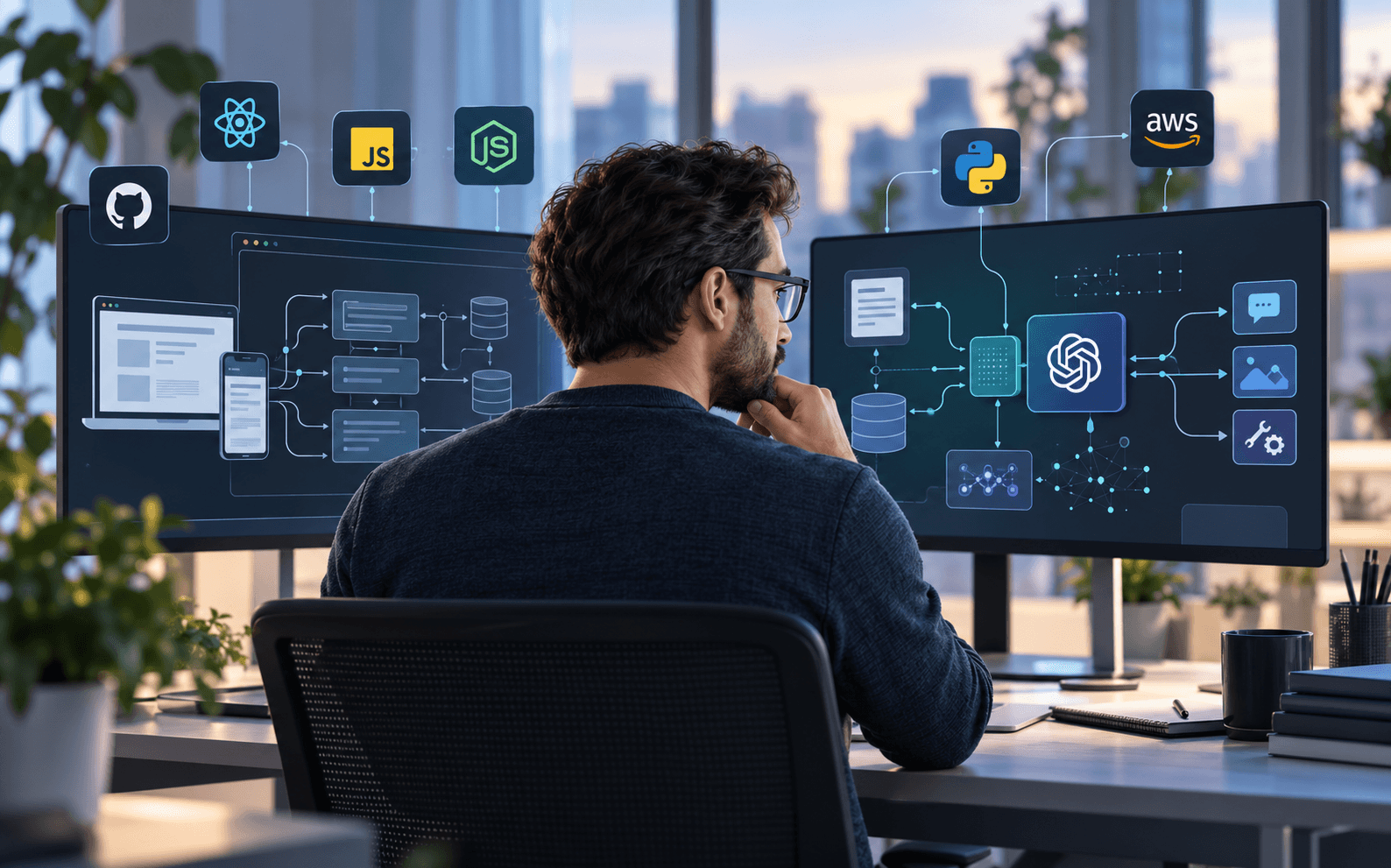 An experienced software engineer connecting production application systems with an applied AI workflow.